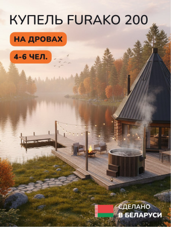 Купель с подогревом на дровах Scandinaf Furako 200CBG, 4-6 чел., коричневый, серый