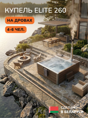 Купель с подогревом на дровах Scandinaf Elite 260, 4-6 чел., AISI 304, коричневый