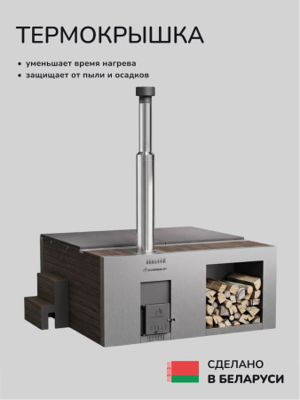 Купель с подогревом на дровах Scandinaf Elite 200B, 4-6 чел., коричневый,  AISI 316L, аэромассаж, подсветка