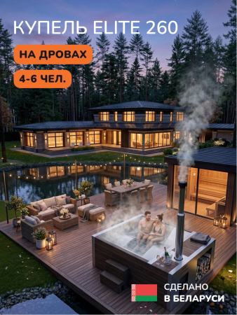 Купель с подогревом на дровах Scandinaf Elite 260, 4-6 чел., AISI 304, коричневый