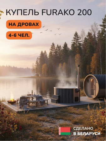 Купель с подогревом на дровах Scandinaf Furako 200G, 4-6 чел., серый, AISI 304