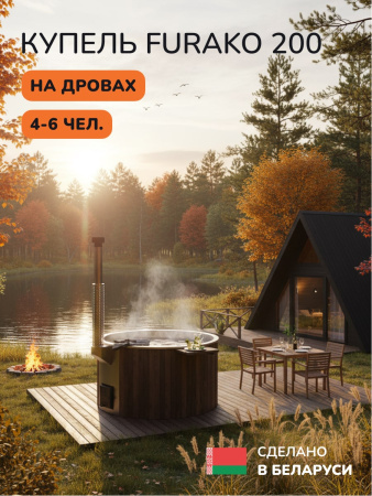 Купель с подогревом на дровах Scandinaf Furako 200B, 4-6 чел., коричневый, AISI 304, подсветка