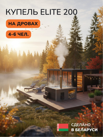 Купель с подогревом на дровах Scandinaf Elite 200B, 4-6 чел., коричневый,  AISI 316L, аэромассаж, подсветка