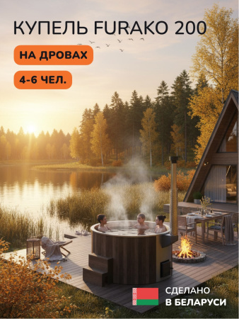 Купель с подогревом на дровах Scandinaf Furako 200B, 4-6 чел., коричневый, AISI 304, подсветка